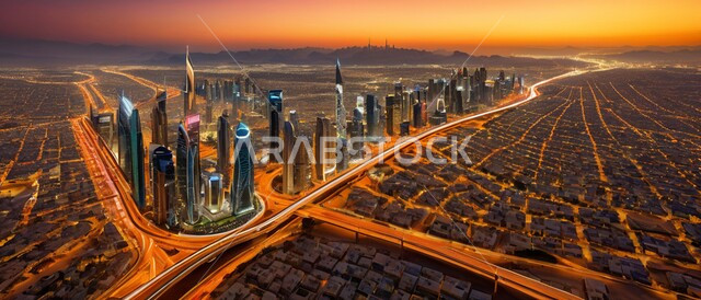 التقدم والتوسع العمراني في المملكة العربية السعودية, منظر تخيلي للأبراج وناطحات السحاب, أماكن و معالم سياحية مشهورة, رؤية مستقبلية سعودية 2030, الفن الهندسي المعماري للمباني والمنشآت السكنية والتجارية