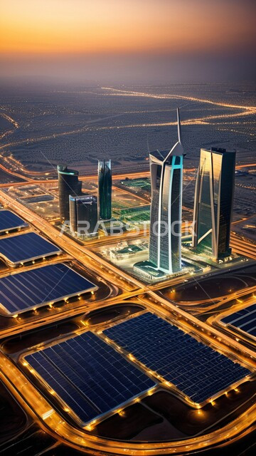 رؤية مستقبلية سعودية 2030، مفهوم التطور الهندسي, منظر تخيلي مستقبلي للتقدم و النمو العمراني, الفنون و التصاميم الهندسية المعمارية الحديثة لناطحات السحاب في المملكة العربية السعودية, الأبراج والمباني والمنشآت التجارية الشاهقة