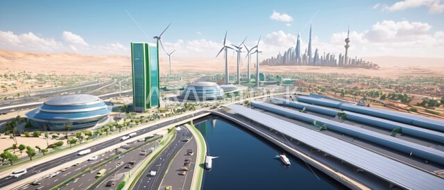 مفهوم تطوير وتحسين البنية التحتية، منظر تخيلي مستقبلي للتقدم و النمو العمراني، الفنون و التصاميم الهندسية المعمارية الحديثة لناطحات السحاب في المملكة العربية السعودية, الأبراج والمباني والمنشآت التجارية, رؤية مستقبلية سعودية 2030