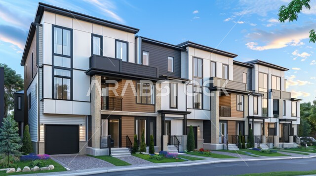 Comfortable modern designs, a house with luxurious decorations in a modern style overlooking the street, the new engineering and urban development of homes in the Kingdom of Saudi Arabia