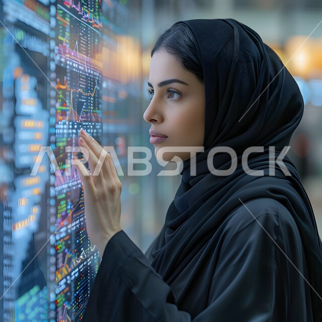مفهوم الأنوثة والنعومة، الاهتمام بالمظهر الخارجي والأناقة، النظر إلى الكاميرا بايماءات الثقة بالنفس، صورة مقربة لامرأة عربية خليجية سعودية محجبة مبتسمة، ملابس محجبات عصرية راقية