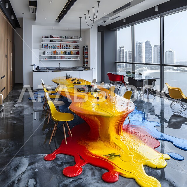 الديكورات والتصاميم الداخلية للكافيهات والمطاعم، الفن الهندسي المعماري في إنشاء الواجهات الزجاجية للمقاهي العصرية, صالة مطعم بديكورات وألوان جذابة، أثاث داخلي راقي لمقهى على الطراز الحديث في المملكة العربية السعودية