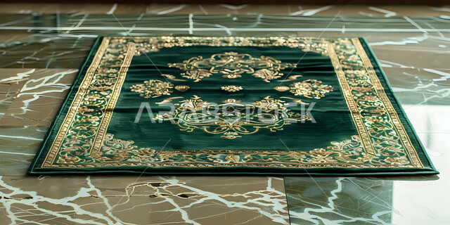 الدعاء و التضرع لرب العباد، أداء فرائض الصلاة بأوقاتها، مفهوم أركان الإسلام، سجادة صلاة إسلامية بتصميمات وألوان نابضة بالحياة, العبادة والتقرب إلى الله 