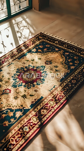 الدعاء و التضرع لرب العباد، أداء فرائض الصلاة بأوقاتها، مفهوم أركان الإسلام، سجادة صلاة إسلامية بتصميمات وألوان نابضة بالحياة, العبادة والتقرب إلى الله 