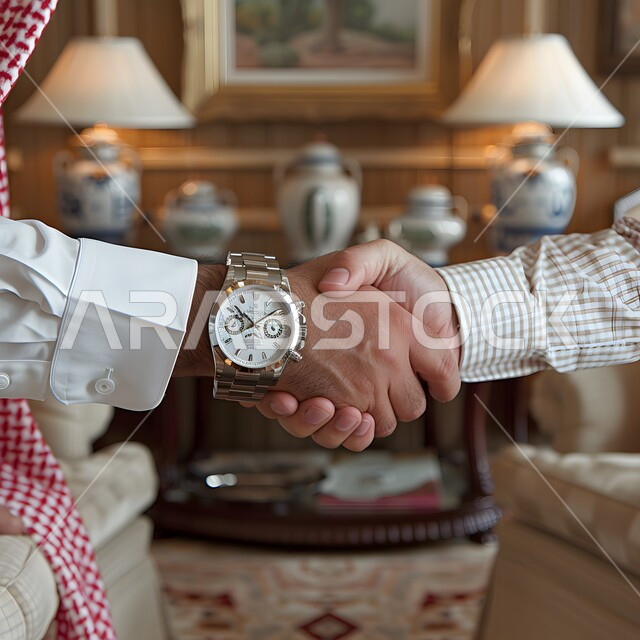 A Business Handshake and Luxury Timepiece