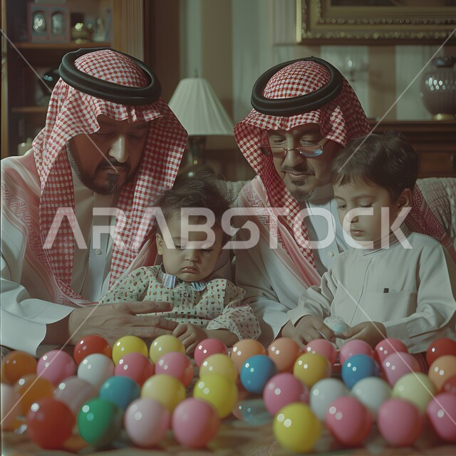 مشاركة الابناء الفعاليات المسلية، أجواء أسرية سعيدة، عائلة عربية خليجية سعودية تجلس برفقة بعضها البعض, قضاء أوقات مرحة وممتعة, القيام بأنشطة ترفيهية مع أفراد الأسرة, زيارة الأماكن والمناطق الجديدة، مفهوم اللمة العائلية