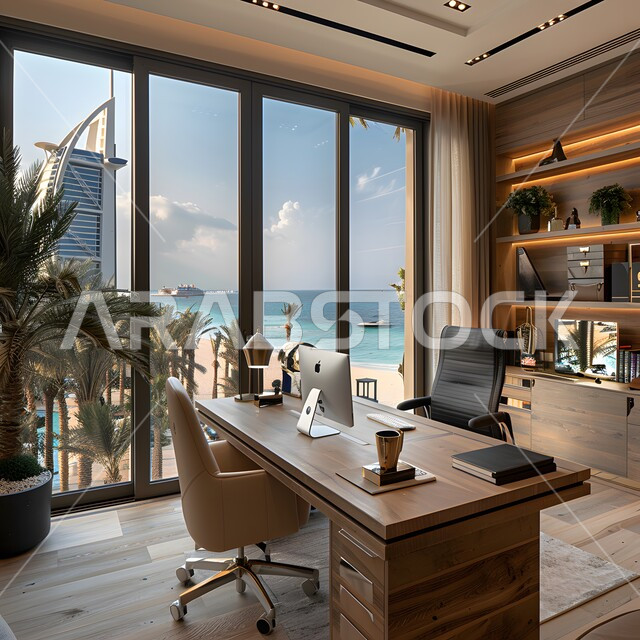 مكتب بواجهة زجاجية مطلة على الأبراج وناطحات السحاب الشاهقة، غرف مكتبية بتصميم داخلي وديكورات حديثة و راقية، قاعات العمل والاجتماع مع العملاء، أثاث واكسسوارات ومعدات مكتبية فاخرة، تصاميم عصرية حديثة لمكاتب الشركات السعودية، الفن الهندسي المعماري