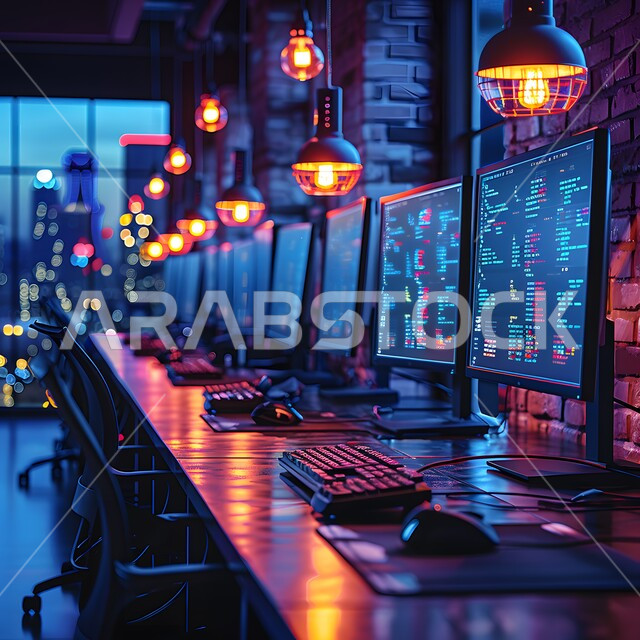 مكتب بواجهة زجاجية مطلة على الأبراج وناطحات السحاب الشاهقة، غرف مكتبية بتصميم داخلي وديكورات حديثة و راقية، قاعات العمل والاجتماع مع العملاء، أثاث واكسسوارات ومعدات مكتبية فاخرة، تصاميم عصرية حديثة لمكاتب الشركات السعودية، الفن الهندسي المعماري