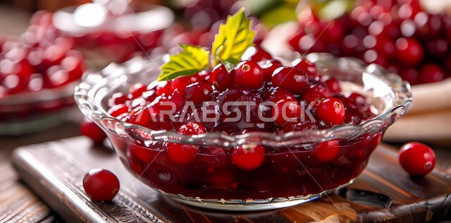 وجبات خفيفة باردة منعشة في فصل الصيف، طبق سلطة من الصوص وحبات التوت البري اللذيذ مع أوراق النعناع الشهية، فنون تقديم وترتيب الأطباق، سناك غني بالقيم الغذائية والصحية، محاصيل وثمار وطنية محلية سعودية