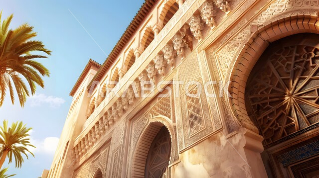 تفاصيل الزخرفه الجبسيه في الديكور الاسلامي، التصاميم الخارجية المعقدة في الفناء, الفن الهندسي المعماري على الطراز التقليدي, ممرات ذات بناء المميز، أبرز الفنون المنتجة من حضارات العالم القديم، التصاميم الخارجية المعقدة في الفناء، الاهتمام بأشجار النخيل