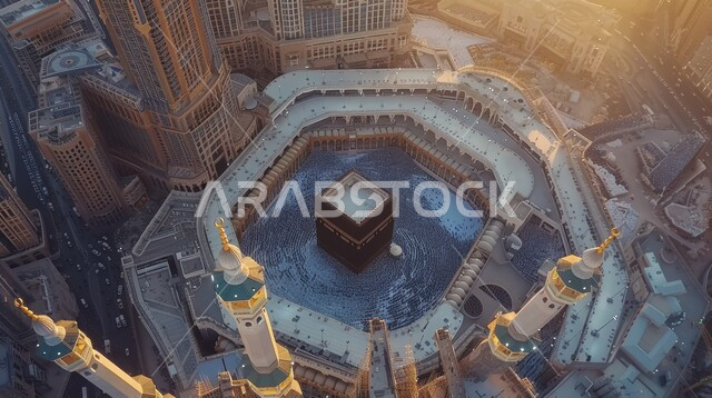 أماكن و معالم دينية إسلامية مقدسة في المملكة العربية السعودية, أداء مناسك الحج و العمرة, زيارة بيت الله الحرام, صورة من الأعلى للكعبة المشرفة في مكة المكرمة