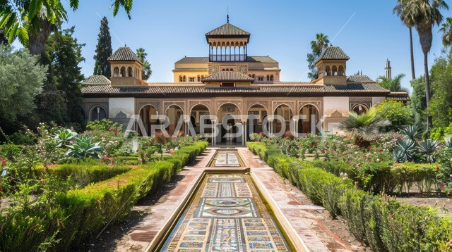 الاهتمام في زراعه اشجار النخيل والنباتات الخضراء في حديقة مجمع سكني فاخر، الفنون الهندسية المعمارية للشقق و الفلل السكنية، القصور والفنادق والمنتجعات الفاخرة، النمو والتقدم العمراني على الطراز الحديث في المملكة العربية السعودية