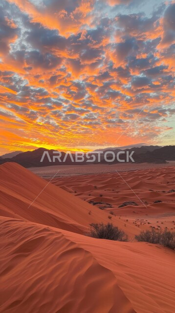 تشكل التلال والكثبان الرملية, البيئة والتضاريس الجافة للصحاري الخليجية, الطبيعة الصحراوية في المملكة العربية السعودية, منظر الرمال الذهبية اللامعة في النهار, امتداد الصحراء العربية لمساحات واسعة