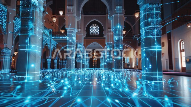 تحقيق الثورة الصناعية، استخدام علوم وتكنولوجيا الذكاء الاصطناعي في الهندسة، الشركات الهندسية العربية السعودية، رؤية سعودية 2030، مجسم ثلاثي الأبعاد لمبنى مسجد بتقنية الهولوجرام، التصميم الهندسي المعماري للأعمدة والأقواس