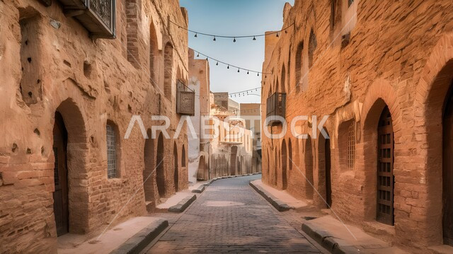أزقة المدينة القديمة في مدينة الدرعية, الفن الهندسي المعماري القديم في مدينة الرياض في المملكة العربية السعودية، معالم أثرية تاريخية شعبية قديمة، أماكن تراثية لجذب السياح الى السعودية