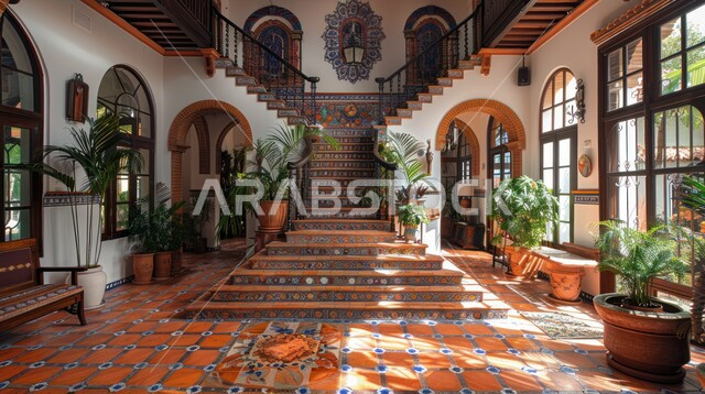 مدخل لمبنى فخم بتصميم متميز، الفن الهندسي المعماري للمباني على الطراز الحديث، الشقق والفلل السكنية الراقية في المملكة العربية السعودية، التصاميم والديكورات الفاخرة للمداخل المنزلية، الاهتمام بنباتات الزينة الخضراء 