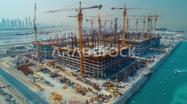 مفهوم تحسين البنية التحتية للبلاد، أعمال البناء والمقاولات والتطوير العقاري، إنشاء الأساسات والهياكل للمشروعات السكنية والمصانع، التطور المعماري والحضاري في المملكة العربية السعودية، تشييد المباني والمشاريع الضخمة، العمل في مجال الهندسة الإنشائية