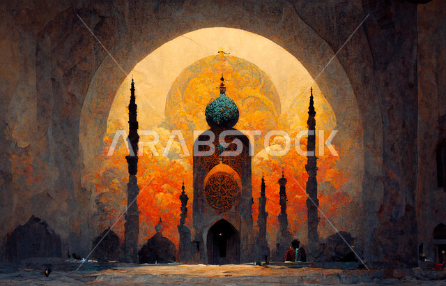 الديكورات والتصاميم الهندسية المعمارية لبناء المساجد في المملكة العربية السعودية، مفهوم العبادة والتقرب إلى الله تعالى، الساحة الخارجية لمسجد عريق، معالم وأماكن مقدسة، المآذن والقبب على الطراز الإسلامي العصري الحديث، فن وزخرفة إسلامية 