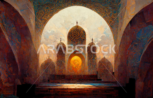 فن وزخرفة إسلامية، الديكورات والتصاميم الهندسية المعمارية لبناء المساجد في المملكة العربية السعودية، مفهوم العبادة والتقرب إلى الله تعالى، الساحة الخارجية لمسجد عريق، معالم وأماكن مقدسة، المآذن والقبب على الطراز الإسلامي العصري الحديث