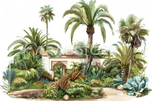 حقول و أراضي زراعية، منتجات عربية محلية وطنية، محصول التمر والرطب السعودي, رسم ثلاثي الأبعاد لواحات ومزارع النخيل في المملكة العربية السعودية, محمية طبيعية لزراعة الأشجار الخضراء