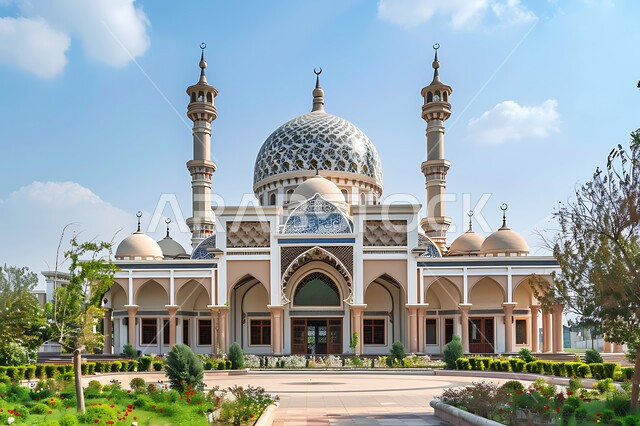 الفن الهندسي المعماري على الطراز الاسلامي لقبب ومآذن المساجد في المملكة العربية السعودية, المعالم الدينية المقدسة, نداء المسلمين لأداء الفرائض والصلوات والتقرب إلى الله، الاهتمام بالتشجير وزراعة النباتات الخضراء