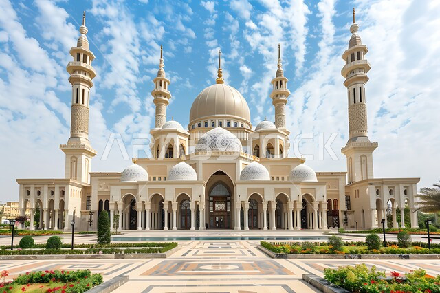 الفن الهندسي المعماري على الطراز الاسلامي لقبب ومآذن المساجد في المملكة العربية السعودية, المعالم الدينية المقدسة, نداء المسلمين لأداء الفرائض والصلوات والتقرب إلى الله، الاهتمام بالتشجير وزراعة النباتات الخضراء