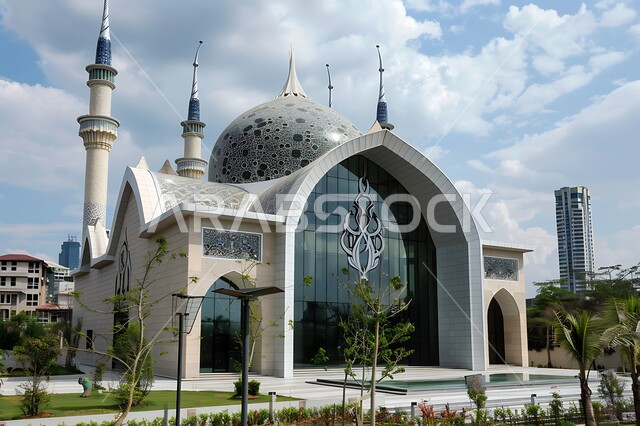 الفن الهندسي المعماري على الطراز الاسلامي لقبب ومآذن المساجد في المملكة العربية السعودية, المعالم الدينية المقدسة, نداء المسلمين لأداء الفرائض والصلوات والتقرب إلى الله، الاهتمام بالتشجير وزراعة النباتات الخضراء