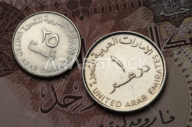 العملات المعدنية لدولة الإمارات العربية المتحدة وهي الدرهم الإماراتي، الاقتصاد المالي للخليج العربي، الدراهم الاماراتية المعدنية، النمو والأرباح المالية، العملة الرسمية للإمارات العربية المتحدة