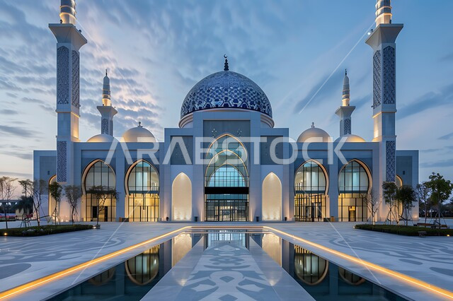 المآذن والقبب المضيئة ليلا، نداء المسلمين لأداء الفرائض والصلوات والتقرب إلى الله، الفن الهندسي المعماري على الطراز الاسلامي لبناء المساجد في المملكة العربية السعودية, المعالم والأماكن الدينية المقدسة, التصاميم والديكورات المتميزة