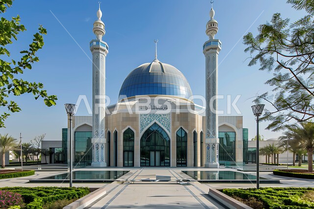 المعالم الدينية المقدسة, الاهتمام بالتشجير وزراعة النباتات الخضراء، الفن الهندسي المعماري على الطراز الاسلامي لقبب ومآذن المساجد في المملكة العربية السعودية, نداء المسلمين لأداء الفرائض والصلوات والتقرب إلى الله