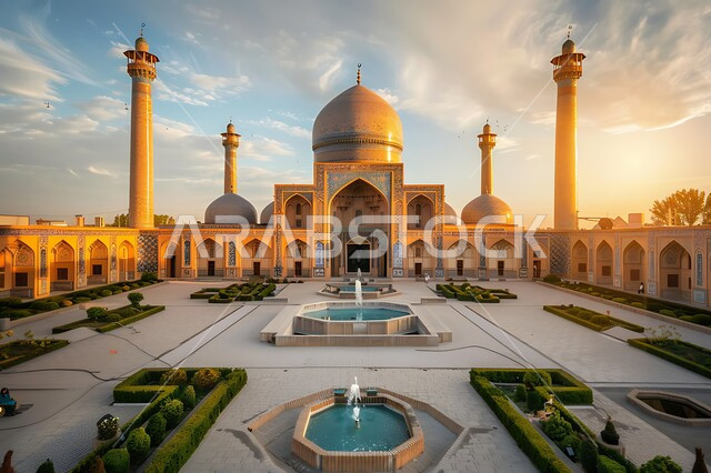 الديكورات والتصاميم المتميزة لنافورة الماء، نداء المسلمين لأداء الفرائض والصلوات والتقرب إلى الله، الفن الهندسي المعماري على الطراز الاسلامي لقبب ومآذن المساجد في المملكة العربية السعودية, المعالم الدينية المقدسة, الاهتمام بالتشجير وزراعة النباتات الخضراء