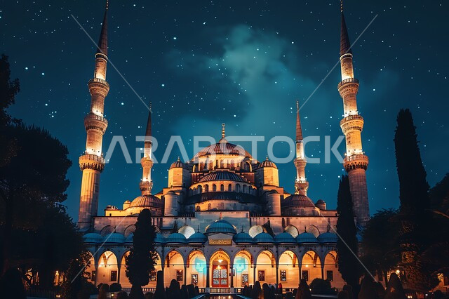 القبب والمآذن المضيئة ليلا، نداء المسلمين لأداء الفرائض والصلوات والتقرب إلى الله، الفن الهندسي المعماري على الطراز الاسلامي لبناء المساجد في المملكة العربية السعودية, المعالم والأماكن الدينية المقدسة, التصاميم والديكورات المتميزة