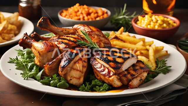 طبق من قطع الدجاج المقلية المقرمشة مع المقبلات، وصفات شرائح التشيكن بنكهات سعودية متنوعة، مطاعم للمأكولات العربية الشرقية, وجبات الغداء الشهية الساخنة, أطعمة وأغذية صحية