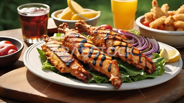 طبق من قطع الدجاج المقلية المقرمشة مع المقبلات، وصفات شرائح التشيكن بنكهات سعودية متنوعة، مطاعم للمأكولات العربية الشرقية, وجبات الغداء الشهية الساخنة, أطعمة وأغذية صحية