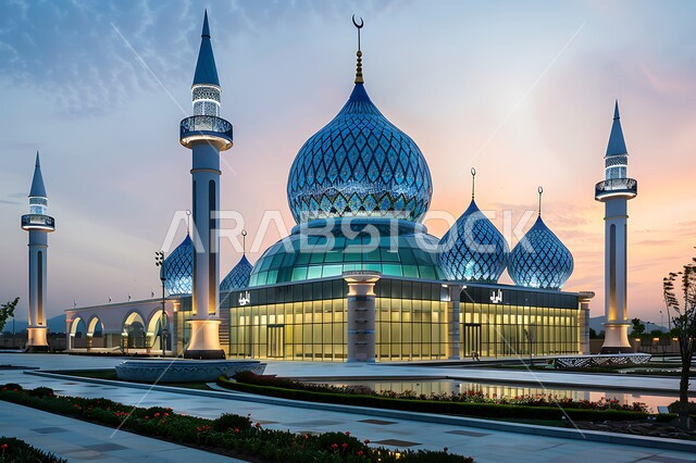 المعالم والأماكن الدينية المقدسة, القبب والمآذن المضيئة ليلا، نداء المسلمين لأداء الفرائض والصلوات والتقرب إلى الله، الفن الهندسي المعماري على الطراز الاسلامي لبناء المساجد في المملكة العربية السعودية, التصاميم والديكورات المتميزة