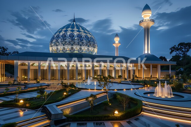 المعالم والأماكن الدينية المقدسة, القبب والمآذن المضيئة ليلا، نداء المسلمين لأداء الفرائض والصلوات والتقرب إلى الله، الفن الهندسي المعماري على الطراز الاسلامي لبناء المساجد في المملكة العربية السعودية, التصاميم والديكورات المتميزة