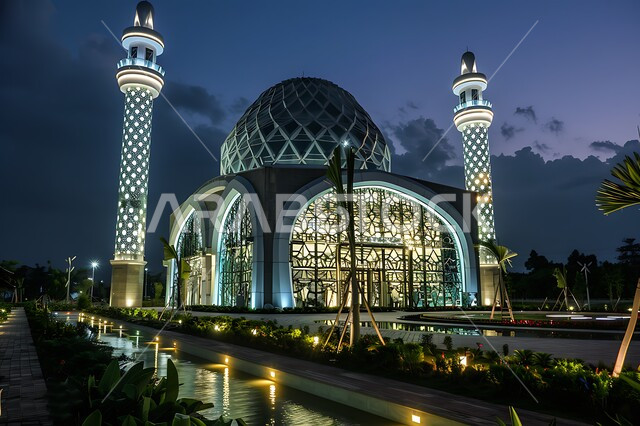 المعالم والأماكن الدينية المقدسة, القبب والمآذن المضيئة ليلا، نداء المسلمين لأداء الفرائض والصلوات والتقرب إلى الله، الفن الهندسي المعماري على الطراز الاسلامي لبناء المساجد في المملكة العربية السعودية, التصاميم والديكورات المتميزة