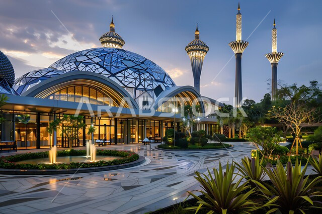 نداء المسلمين لأداء الفرائض والصلوات والتقرب إلى الله، المعالم والأماكن الدينية المقدسة, القبب والمآذن المضيئة، الفن الهندسي المعماري على الطراز الاسلامي لبناء المساجد في المملكة العربية السعودية, التصاميم والديكورات المتميزة 