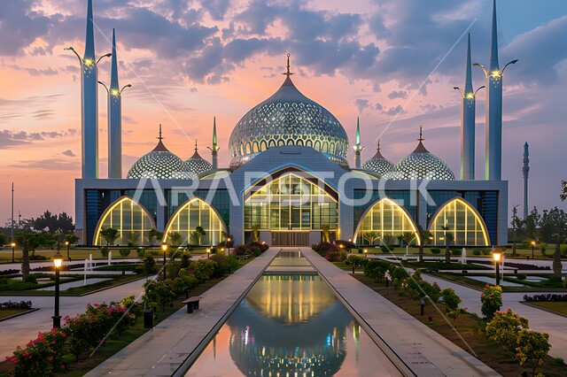 نداء المسلمين لأداء الفرائض والصلوات والتقرب إلى الله، المعالم والأماكن الدينية المقدسة, القبب والمآذن المضيئة، الفن الهندسي المعماري على الطراز الاسلامي لبناء المساجد في المملكة العربية السعودية, التصاميم والديكورات المتميزة 