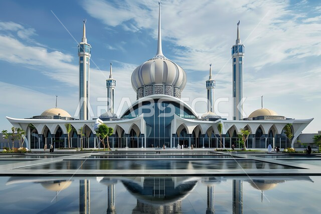 نداء المسلمين لأداء الفرائض والصلوات والتقرب إلى الله، الفن الهندسي المعماري على الطراز الاسلامي لقبب ومآذن المساجد في المملكة العربية السعودية, الديكورات والتصاميم المتميزة لنافورة الماء، المعالم الدينية المقدسة, الاهتمام بالتشجير وزراعة النباتات الخضراء