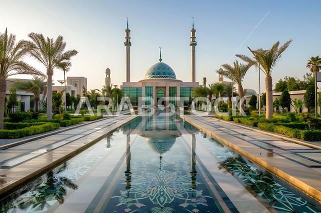 نداء المسلمين لأداء الفرائض والصلوات والتقرب إلى الله، الفن الهندسي المعماري على الطراز الاسلامي لقبب ومآذن المساجد في المملكة العربية السعودية, الديكورات والتصاميم المتميزة لنافورة الماء، المعالم الدينية المقدسة, الاهتمام بالتشجير وزراعة النباتات الخضراء