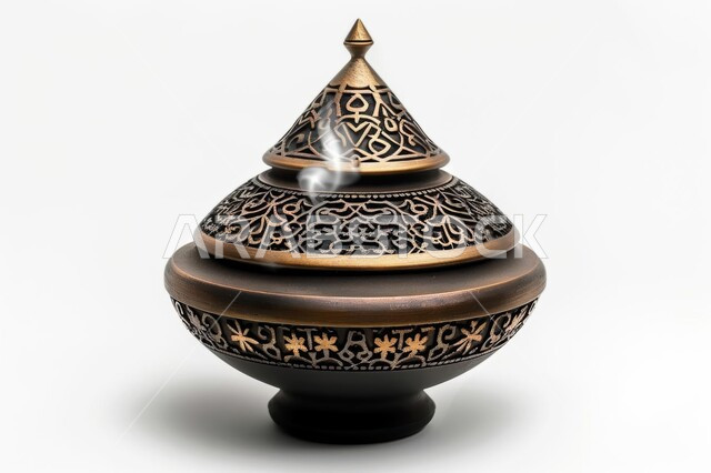 الأواني الفخارية المصنوعة من الطين، مهن وصناعات يدوية شعبية، الفخاريات الملونة والمزخرفة، المنتجات التراثية القديمة, خلفية بيضاء