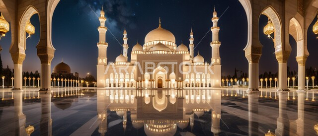 التصميمات والديكورات المتميزة للمآذن والقبب المضيئة ليلا، النمو والتقدم العمراني على الطراز الاسلامي لبناء المساجد في المملكة العربية السعودية, نداء المسلمين لأداء الفرائض والصلوات والتقرب إلى الله، المعالم والأماكن الدينية المقدسة