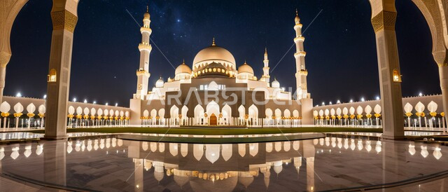 التصميمات والديكورات المتميزة للمآذن والقبب المضيئة ليلا، النمو والتقدم العمراني على الطراز الاسلامي لبناء المساجد في المملكة العربية السعودية, نداء المسلمين لأداء الفرائض والصلوات والتقرب إلى الله، المعالم والأماكن الدينية المقدسة