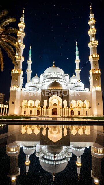 التصميمات والديكورات المتميزة للمآذن والقبب المضيئة ليلا، النمو والتقدم العمراني على الطراز الاسلامي لبناء المساجد في المملكة العربية السعودية, نداء المسلمين لأداء الفرائض والصلوات والتقرب إلى الله، المعالم والأماكن الدينية المقدسة