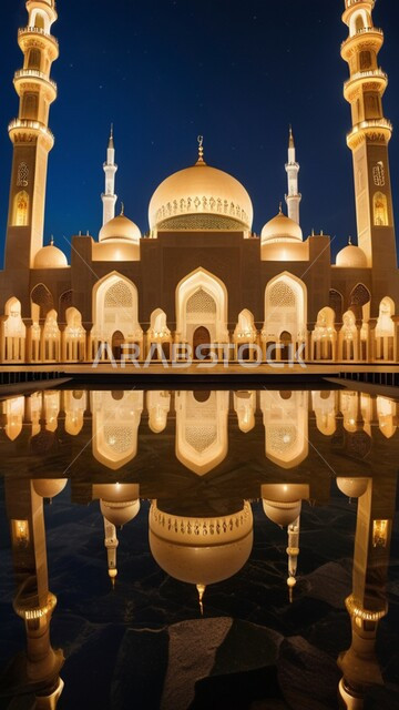 الديكورات والتصميمات المتميزة للمآذن والقبب المضيئة ليلا، النمو والتقدم العمراني على الطراز الاسلامي لبناء المساجد في المملكة العربية السعودية, نداء المسلمين لأداء الفرائض والصلوات والتقرب إلى الله، المعالم والأماكن الدينية المقدسة