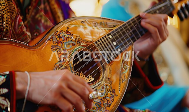 جلسة وناسة وطرب، مواهب فنية طربية، صورة لمجموعة من الآلات الموسيقية السعودية التقليدية المشهورة على بساط شعبي، الاستمتاع بالعزف على الاّلات الوترية الكلاسيكة، مفهوم احياء التراث الموسيقي والثقافي