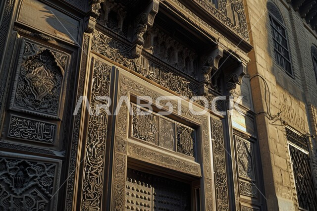 الابواب التاريخية في مدينة الرياض، الفنون الهندسية المعمارية والتصاميم الاسلامية في المملكة العربية السعودية, صوره مقربه لباب خشبي منحوت بالنقوش والزخارف التراثية العربية