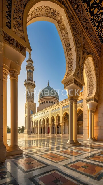 الديكورات والتصاميم الهندسية الداخلية للمساجد على الطراز الإسلامي, المعالم والأماكن الدينيه الإسلاميه في المملكه العربيه السعوديه, العباده والتقرب إلى الله, الفن الهندسي المعماري لدور العبادة، النقوش والزخارف على الجدران الداخلية للأقواس والأعمدة