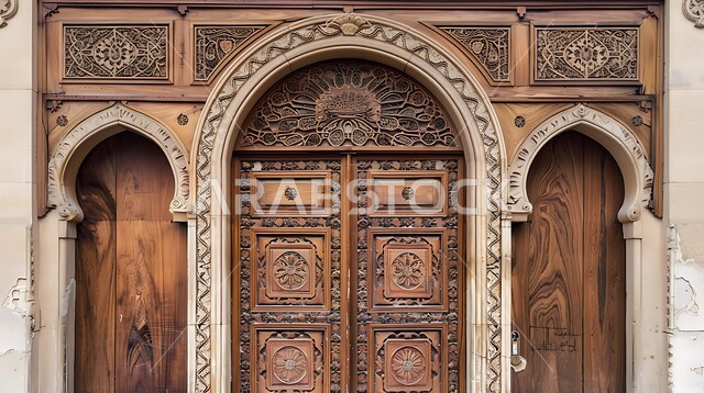 باب خشبي منقوش بزخارف شعبية, الفن الهندسي المعماري لبناء المنازل القديمة, ديكورات على الطراز العربي الطيني القديم, الأماكن التراثية في المملكة العربية السعودية